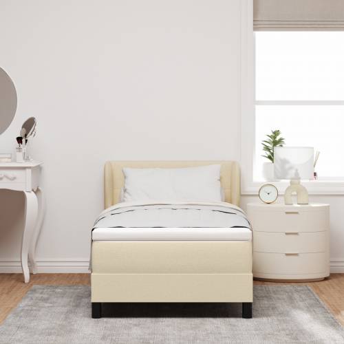 Box Spring Krevet s Madracem Krem 90x200 cm Tkanina Cijena