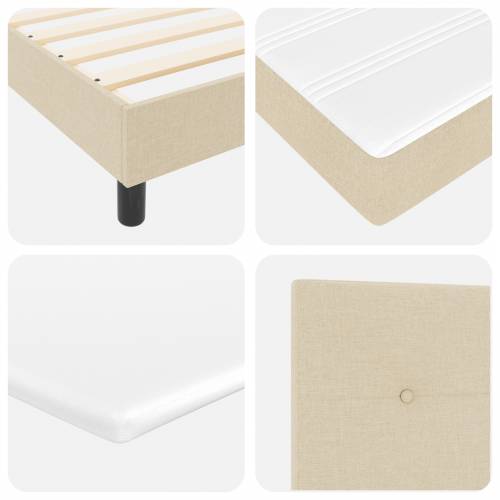 Box Spring Krevet s Madracem Krem 90x200 cm Tkanina Cijena