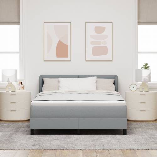 Krevet sa podlogom i madracem svijetlosiva 140x190 cm tkanina Cijena
