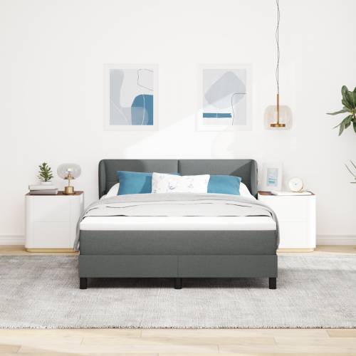 Box Spring Krevet s Madracem Tamnosiva 140x200 cm Tkanina Cijena