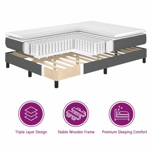 Box Spring Krevet s Madracem Tamnosiva 140x200 cm Tkanina Cijena