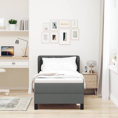 Box Spring Krevet s Madracem Tamno Siva 80x200 cm Tkanina Cijena