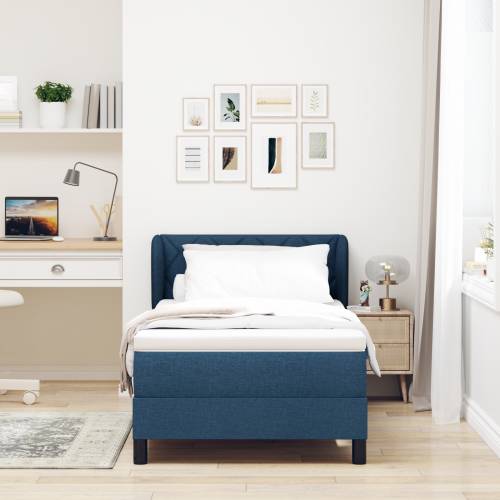 Box Spring Krevet s Madracem Plavi 90x190 cm Tkanina Cijena
