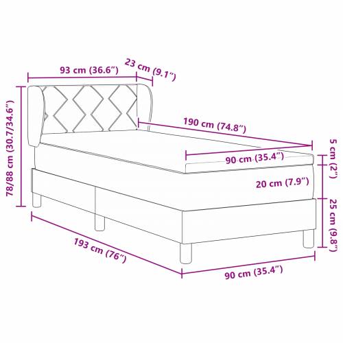 Box Spring Krevet s Madracem Plavi 90x190 cm Tkanina Cijena