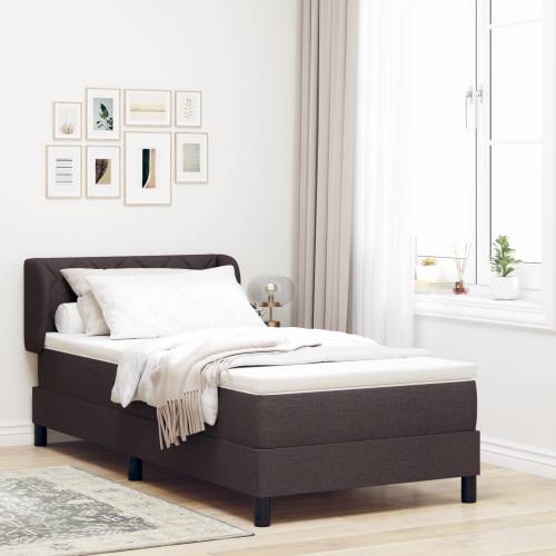 Box Spring Krevet s Madracem Tamnosmeđi 90x200 cm Tkanina Cijena