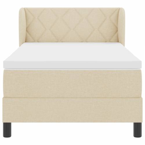 Box Spring Krevet s Madracem Krem 90x200 cm Tkanina Cijena