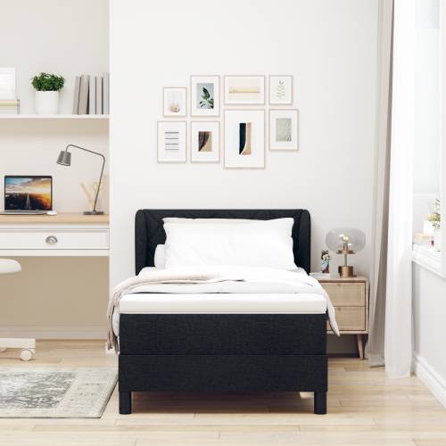 Box Spring krevet s madracem crni 100x200 cm tkanina Cijena