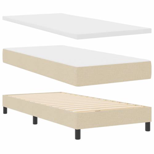 Kutna Postelja s Madracem Krem 100x200 cm Tkanina Cijena