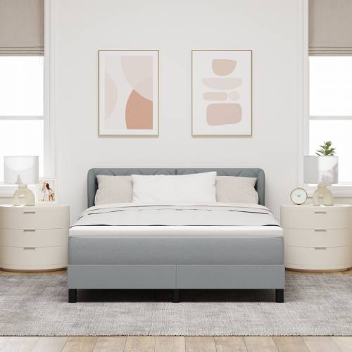 Box Spring Krevet s Madracem Svijetlosiva 140x190 cm Tkanina Cijena