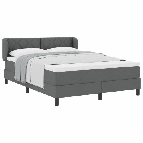 Box Spring Krevet s Madracem - Tamno Siva, 140x190 cm, Tkanina Cijena