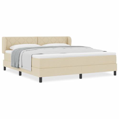 Box Spring Krevet s Madracem Krem 180x200 cm Tkanina Cijena