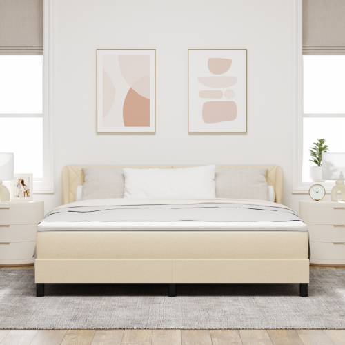 Box Spring Krevet s Madracem Krem 180x200 cm Tkanina Cijena