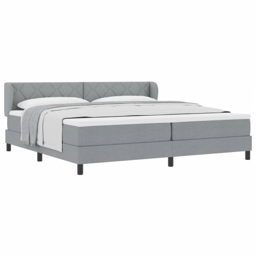 Box Spring Krevet s Madracem Svjetlosiva 200x200 cm Tkanina Cijena