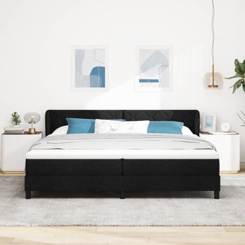 Crni Box Spring Krevet s Madracem, 200x200 cm, Tkanina Cijena