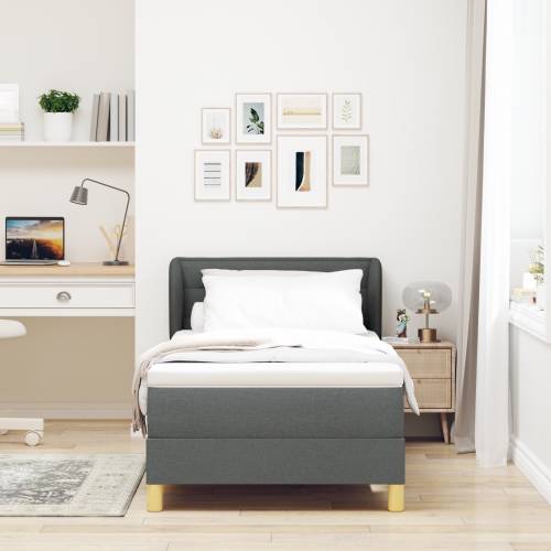 Box Spring Krevet s Dušekom Tamnosiva 80x200 cm Tkanina Cijena