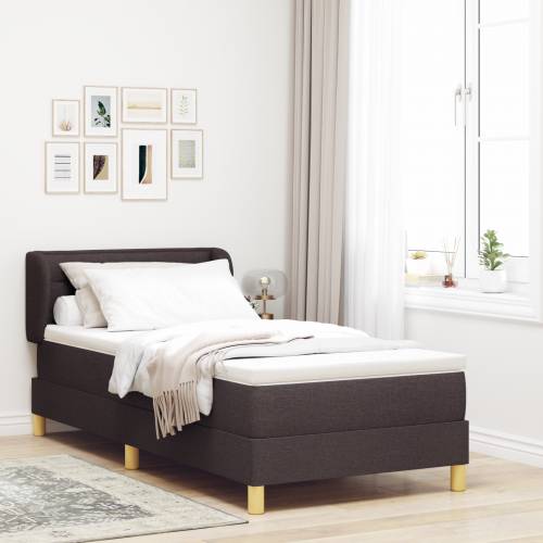 Box Spring krevet s madracem - Tamnosmeđi, 80x200 cm, Tkanina Cijena