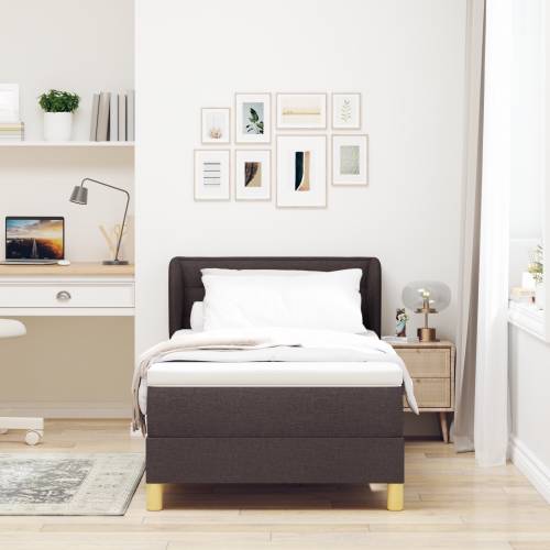 Box Spring krevet s madracem - Tamnosmeđi, 80x200 cm, Tkanina Cijena
