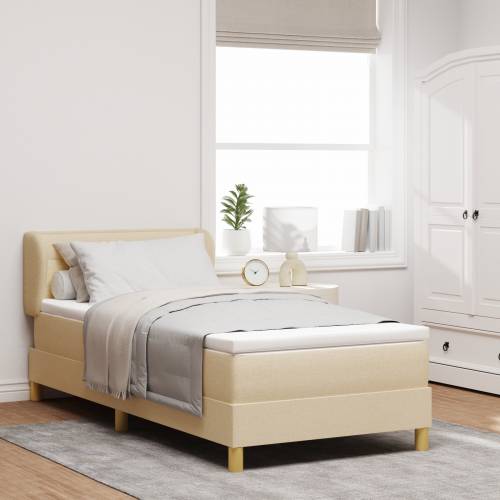 Box Spring Krevet s Madracem - Krem - 80x200 cm - Tkanina Cijena