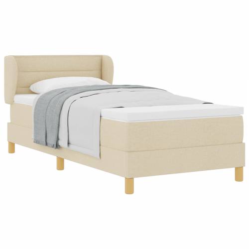 Box Spring Krevet s Madracem - Krem - 80x200 cm - Tkanina Cijena