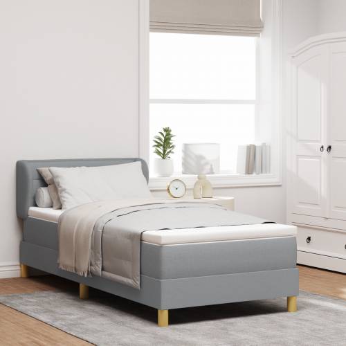 Box Spring Krevet s Madracem Svjetlosiva 100x200 cm Tkanina Cijena
