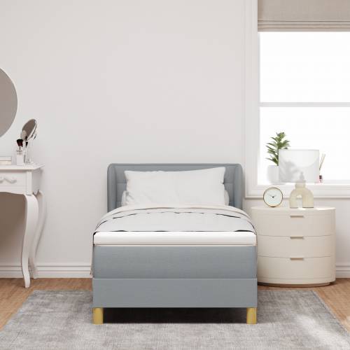Box Spring Krevet s Madracem Svjetlosiva 100x200 cm Tkanina Cijena