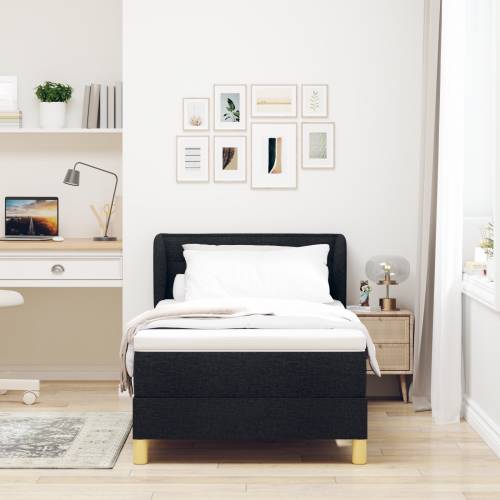 Box Spring krevet s madracem Crna 100x200 cm Tkanina Cijena