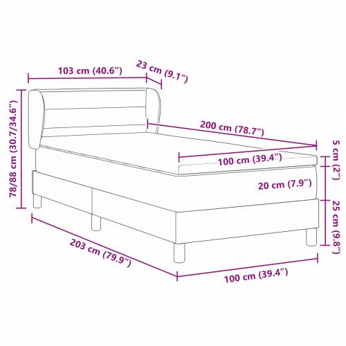 Box Spring krevet s madracem Crna 100x200 cm Tkanina Cijena
