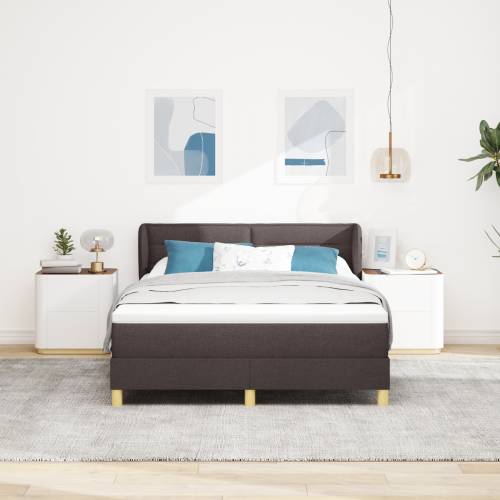 Box Spring Krevet s Madracem Tamnosmeđi 140x190 cm Tkanina Cijena