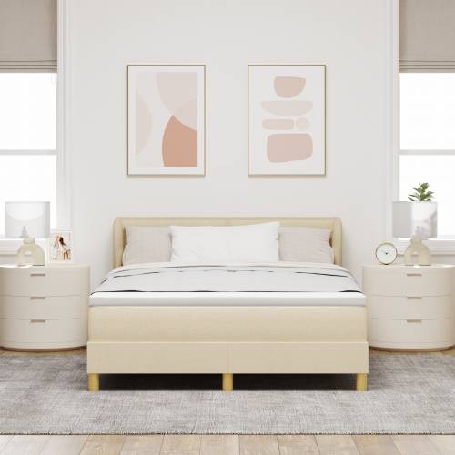Box Spring Krevet s Madracem Krem 140x200 cm Materijal Cijena