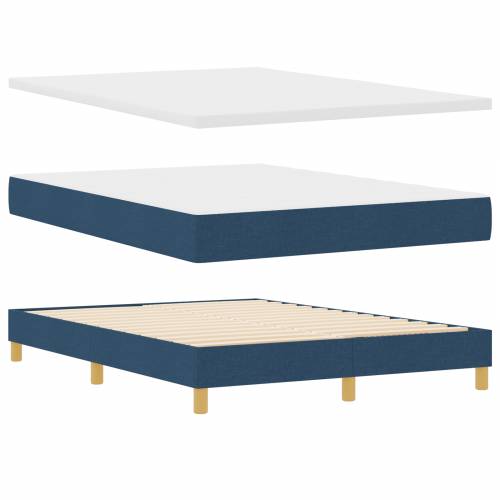 Plavi Box Spring krevet s madracem – 140x200 cm Tkanina Cijena