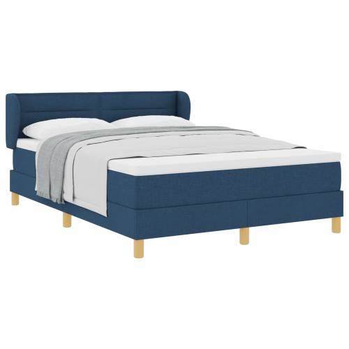 Plavi Box Spring krevet s madracem – 140x200 cm Tkanina Cijena