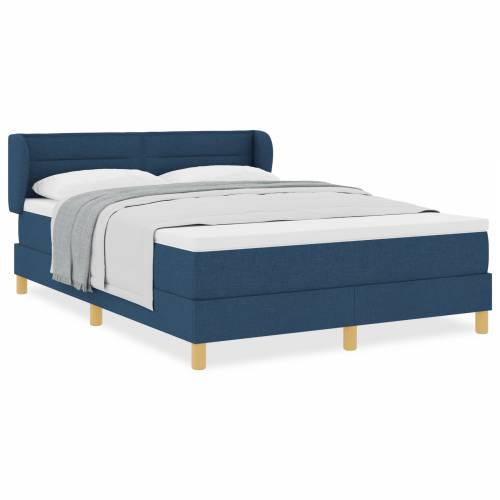 Plavi Box Spring krevet s madracem – 140x200 cm Tkanina Cijena