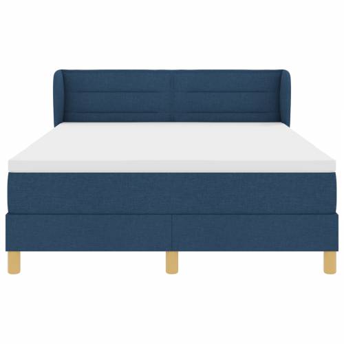 Plavi Box Spring krevet s madracem – 140x200 cm Tkanina Cijena