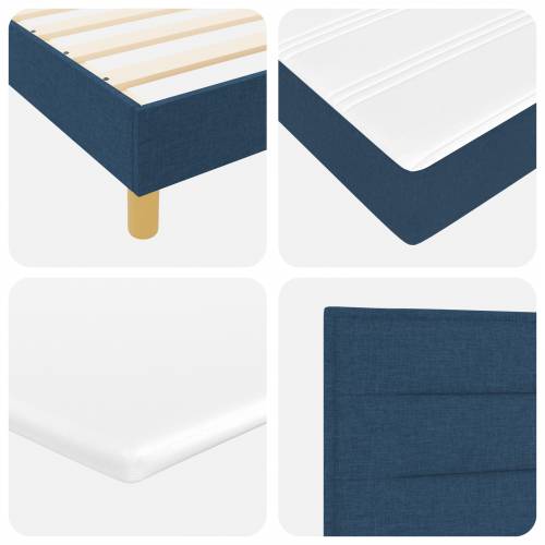 Plavi Box Spring krevet s madracem – 140x200 cm Tkanina Cijena