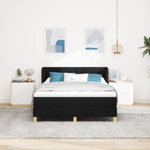 Box Spring Krevet s Madracem - Crna, 160x200 cm, Tkanina Cijena