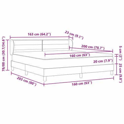 Box Spring Krevet s Madracem - Crna, 160x200 cm, Tkanina Cijena