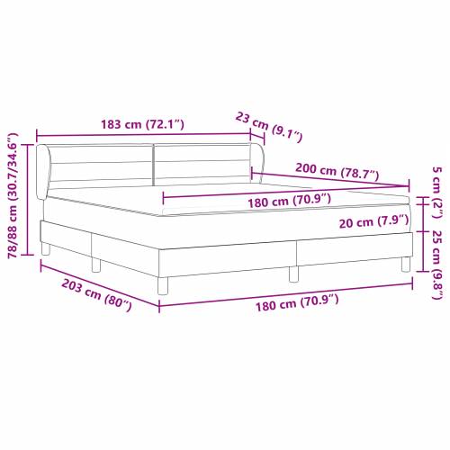 Box Spring krevet s madracem u tamnosmeđoj boji, 180x200 cm, tkanina Cijena
