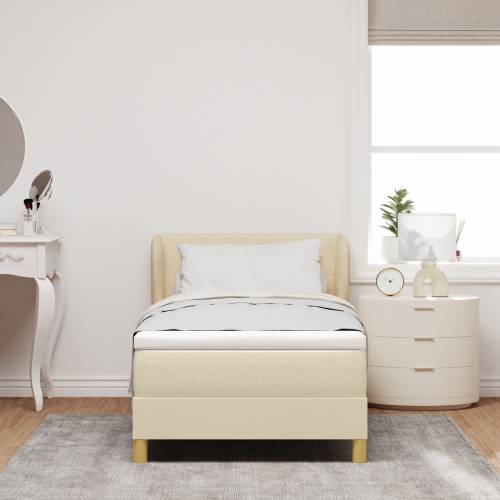 Box Spring Krevet s Madracem - Krem - 80x200 cm - Tkanina Cijena