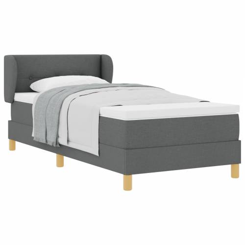 Box Spring Krevet s Madracem u Tamnosivoj boji, 90x190 cm, Tkanina Cijena