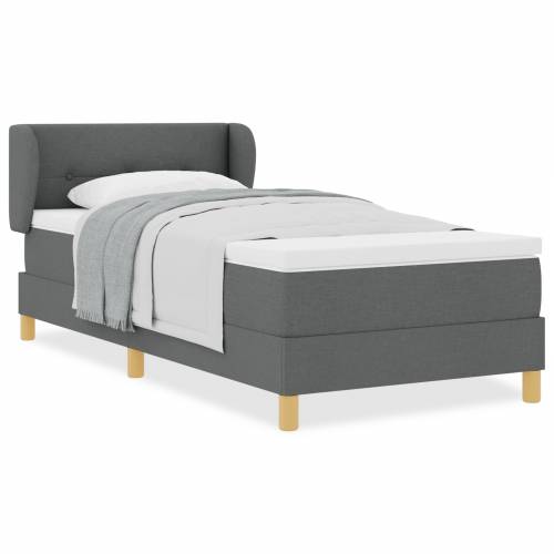 Box Spring Krevet s Madracem u Tamnosivoj boji, 90x190 cm, Tkanina Cijena