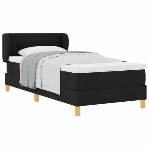 Box Spring Krevet s Madracem - Crna - 90x200 cm Tkanina Cijena