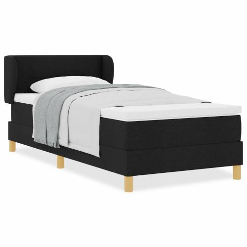 Box Spring Krevet s Madracem - Crna - 90x200 cm Tkanina Cijena