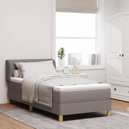 Box Spring Krevet s Madracem u Taupe - 100x200 cm Tkanina Cijena