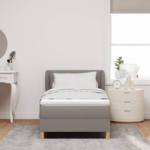 Box Spring Krevet s Madracem u Taupe - 100x200 cm Tkanina Cijena