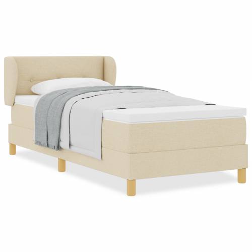 Box Spring Krevet s Madracem - Krem, 100x200 cm, Tkanina Cijena