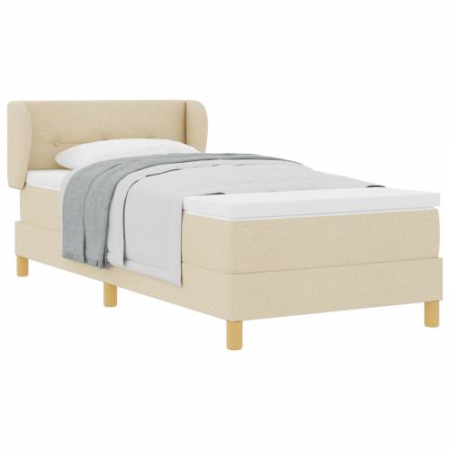 Box Spring Krevet s Madracem - Krem, 100x200 cm, Tkanina Cijena