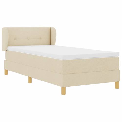 Box Spring Krevet s Madracem - Krem, 100x200 cm, Tkanina Cijena