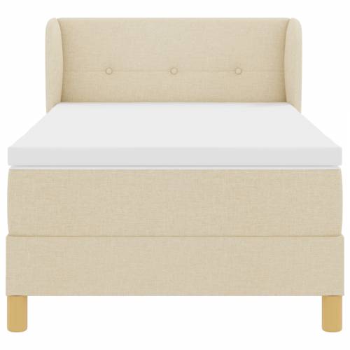 Box Spring Krevet s Madracem - Krem, 100x200 cm, Tkanina Cijena