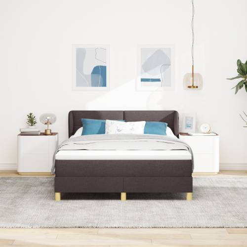 Box Spring Krevet s Madracem u Tamnosmeđoj Boji 140x190 cm Tkanina Cijena