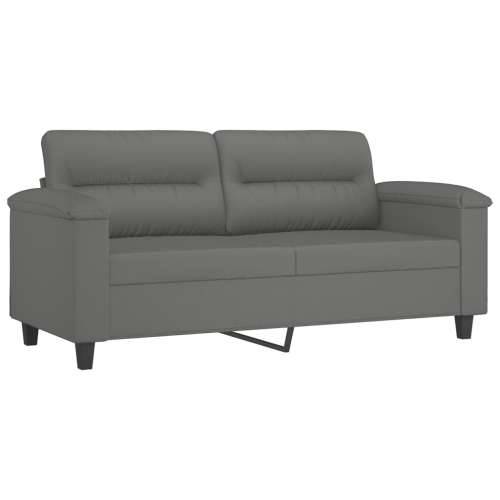 3-dijelni set sofa s jastucima tamnosivi od mikrovlakana - Tamno siva s jastucima i tabureom Cijena
